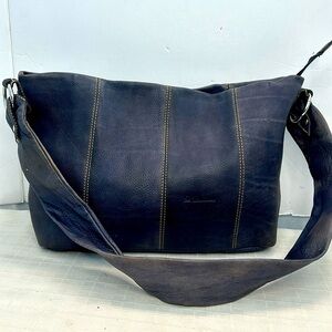 D’ Luciano denim blue leather oversized slouchy hobo bag